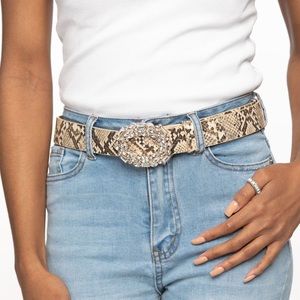 Beige Faux Snakeskin Belt